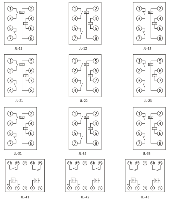 JL-33內(nèi)部接線及外引接線圖(正視圖)