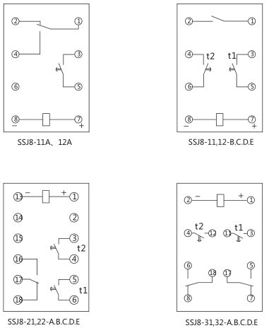 SSJ8-22E高精度時(shí)間繼電器內(nèi)部接線(xiàn)及外引線(xiàn)接線(xiàn)圖片
