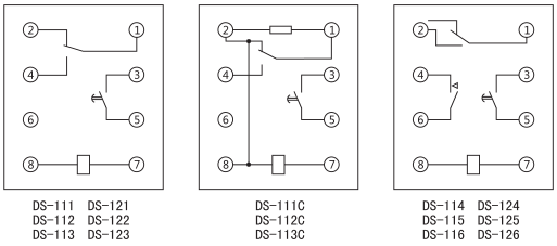 DS-112時間繼電器內(nèi)部接線及外引接線圖(背視圖)圖片