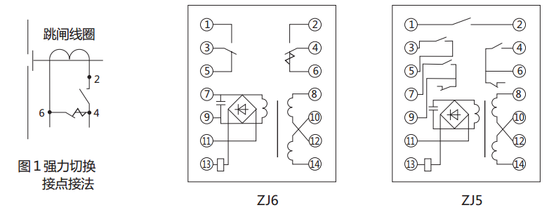 ZJ6中間繼電器內(nèi)部接線圖及外引接線圖(正視圖) ZJ6中間繼電器內(nèi)部接線圖及外引接線圖(正視圖)