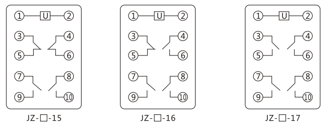 JZY（J)-404靜態中間繼電器內部接線圖及外引接線圖