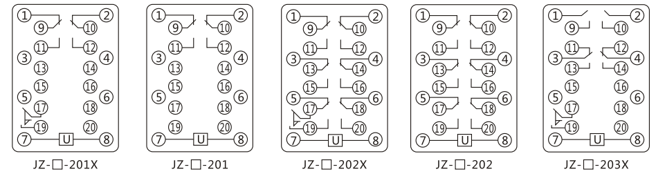 JZY（J)-404靜態中間繼電器內部接線圖及外引接線圖